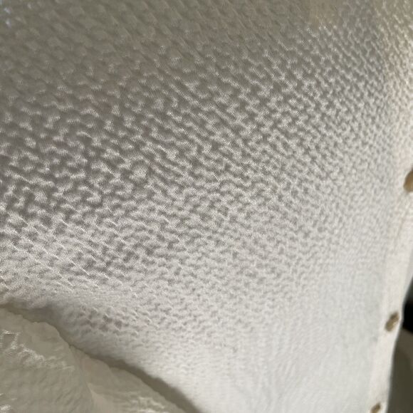 REBECCA TAYLOR Pebbled Silk Woman 3/4 SLEEVE RUFFLE VANILLA Ivory BLOUSE 0 XS 2 - Picture 9 of 9